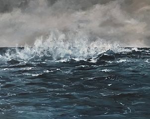 Schilderij van de zee in het Anders Wad(t) vakantiehuis op de Waddeneilanden.