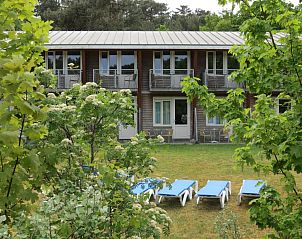 Hotel DoniaState op Vlieland, met zonnige ligstoelen en uitzicht op de omringende natuur, ideaal voor ontspanning.