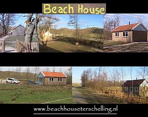 Collage van exterieur Beach House Terschelling, pittoresk vakantiehuis in Klein Hoorn, Waddeneilanden.