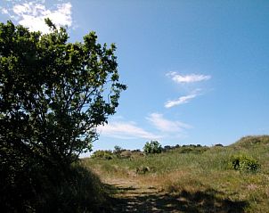 Picturesque footpath in the dunes at Hebbes, Midsland Noord, Terschelling. Ideal place for peace and nature on the Wadden Islands.