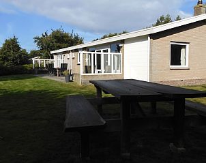 Grote tuin bij Oase vakantiehuis, Buren, Ameland omringd door groen.