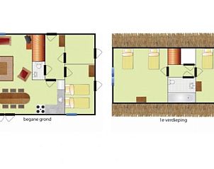 Der Grundriss von ENGELSMANDUINVILLA 6 in Hollum, Ameland, zeigt die praktische Aufteilung des Ferienhauses auf den Watteninseln.