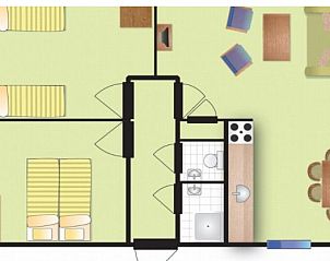 Plattegrond van BORNRIF COTTAGE DELUXE 4 in Hollum, Ameland, toont indeling van vakantiehuis op de Waddeneilanden.