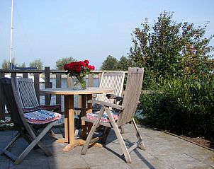 Tuulikki vakantiehuis Warns met zonnig terras en uitzicht op het IJsselmeer.