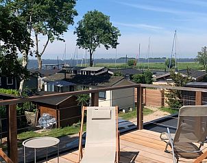 Panoramisch uitzicht vanaf het dakterras van Vakantiehuisje in Elahuizen, Friesland.