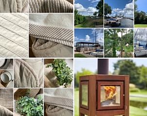 Collage van details en omgeving van Vakantiehuisje in Elahuizen, Friesland.