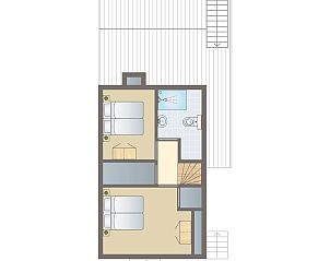 Moderne woonkamer in Waterpark Sneekermeer 4-persoons woning 4C, Terherne, met comfortabele zithoek en veel lichtinval.