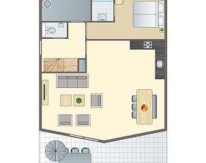 Plattegrond begane grond van Waterpark Terherne waterwoning, Terherne.