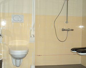 Mindervalide badkamer in Havenappartement, Terherne, Sneekermeer, met aangepaste voorzieningen in het vakantiehuis.