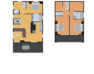 Plattegrond van Villa de Goudplevier, een 6-persoons villa met serre in Offingawier, Sneekermeer, ideaal voor een vakantie aan de Friese meren.