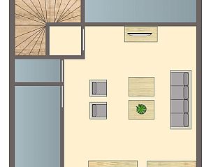 Eetruimte in Esonstad Waterwoning 6D3, Anjum, met toegang tot zonnig terras.