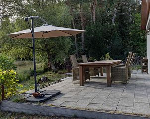 Hangmat tussen bomen bij vakantiehuis DG1812 in Spier voor ontspanning.