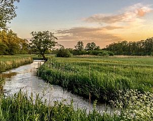 Rustige natuur bij zonsondergang in de buurt van Huisje in Schoonloo, Midden Drenthe.