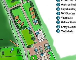 Plattegrond van Vakantiehuis in Grolloo, overzicht van faciliteiten in Midden Drenthe.