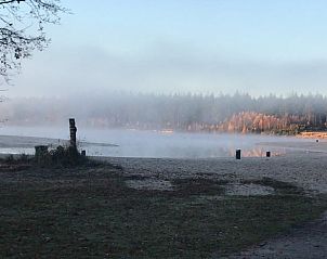 Misty lake near Cottage in Gasselte, vacation accommodation in the nature of Drenthe.