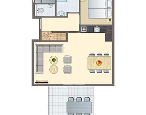 Uitzicht op Orveltermarke 6-persoonsbungalow 6C1 in Witteveen, omgeven door groene natuur in Midden Drenthe.