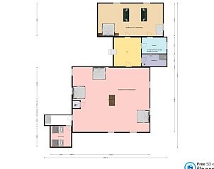 Plattegrond van Huisje in Een, vakantiehuis in Noord Drenthe, toont ruimtelijke indeling en voorzieningen.