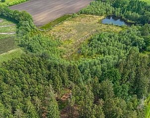 Luchtfoto van de omgeving van Huisje in Een, een vakantiehuis in Noord Drenthe, met bossen en velden.