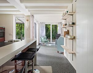 Open leefruimte in Vakantiehuis in Een, Noord Drenthe, met toegang tot terras.