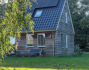 Rustiek houten vakantiehuis in Assen omgeven door groene natuur in Noord Drenthe, Drenthe.