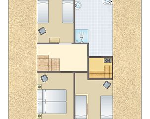 Gezellige woonkamer met leren banken in Het Land van Bartje, 8-persoons vakantiehuis in Ees, Noord Drenthe.