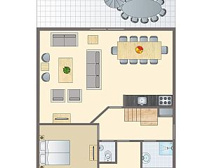 Kinderkamer in Het Land van Bartje 10-persoons kinderboerderij in Ees, Drenthe, met speelse inrichting.
