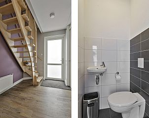 Binnenruimte van Vrijstaande woning in AALDEN, vakantiehuis in Drenthe, met moderne trap en toilet.