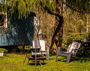 Buitenruimte van Vakantiehuis in Roswinkel met comfortabele zitplaatsen en vuurplaats in Drenthe.
