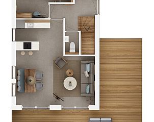 Plattegrond van begane grond van Vrijstaande woning in Emmen, vakantiehuis in Zuidoost Drenthe, Drenthe.