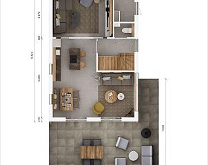 Plattegrond van de Vrijstaande woning in Emmen, Drenthe, toont de ruime indeling van het vakantiehuis in Zuidoost Drenthe.