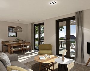 Lichte woonkamer in de Vrijstaande woning in Emmen, Drenthe, met toegang tot het terras, ideaal vakantiehuis in Zuidoost Drenthe.