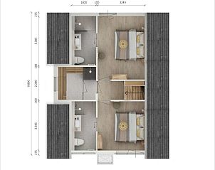 Bovenverdieping plattegrond van de Vrijstaande woning in Emmen, comfortabele vakantiewoning in Drenthe.