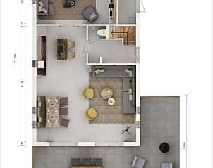 Plattegrond van de begane grond van de vrijstaande woning in Emmen, vakantiehuis in Zuidoost Drenthe, Drenthe.
