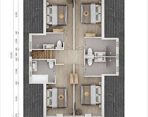 Bovenverdieping plattegrond van Vrijstaande woning in Emmen, ideale vakantiewoning in Zuidoost Drenthe.