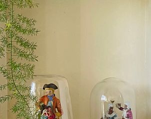 Unieke decoraties in Huisje in Gees, Drenthe, met vintage charme en groene accenten.