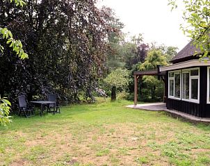 Huisje in Valthe, Drenthe, terras met zitje en groene tuin voor ontspanning in de natuur.