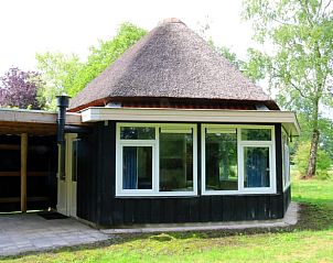 Traditioneel rieten dak van Huisje in Valthe, Zuidoost Drenthe, met omliggende natuur.