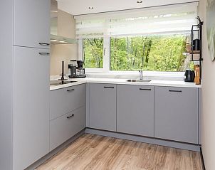 Moderne keuken in Vakantiehuisje in Schoonoord, Zuidoost Drenthe met uitzicht op het bos.