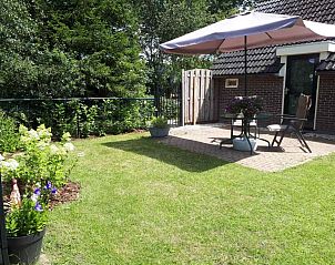 Zonnig terras met bloemen bij DG659 in Schoonoord, Drenthe, ideaal voor ontspanning.