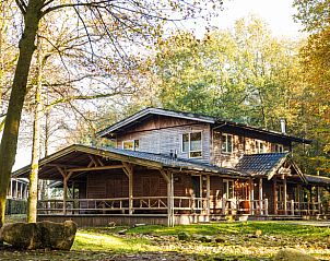 Huisje in Erm, een charmant vakantiehuis in Zuidoost Drenthe, omgeven door herfstige bomen en rustieke natuur.