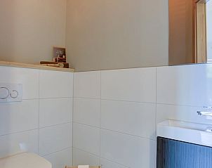 Compacte badkamer in Huisje in Benneveld, Zuidoost Drenthe, met modern sanitair en strakke afwerking.