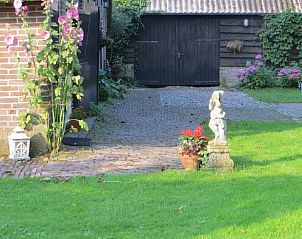 Tuinpad en beeld bij Huisje in Benneveld, vakantiehuis in Drenthe met landelijke charme.