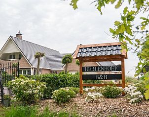 Entree van Huisje in Fluitenberg, een charmant vakantiehuis in Zuidwest Drenthe, omringd door groen.