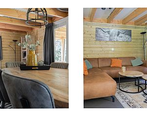 Gezellige binnenruimte van Heidelodge in Dwingeloo, Drenthe. Vakantiehuis met houten interieur en comfortabele zithoek.