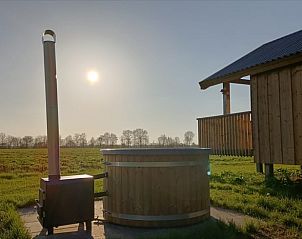 Genieen Sie die ruhige Umgebung des Ferienhauses in Ruinerwold, Sdwest-Drenthe, mit einem einladenden Whirlpool und einer schnen Aussicht auf die Natur.