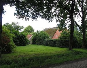Groene omgeving van Vakantiehuisje in Wapse, Zuidwest Drenthe, met bomen en grasveld.