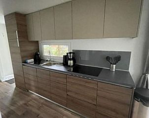 Moderne keuken in Vakantiehuis Cosy Unique 4 in Biddinghuizen, ideaal voor zelfgemaakte maaltijden in Flevoland.