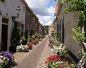 Picturesque street near Safari Tent Wood, Biddinghuizen, with colorful flowers in Flevoland.