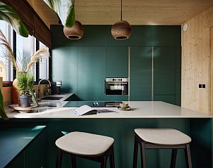 Moderne keukeninrichting in Unbrick One, vakantiehuis in Appelscha, Friese bossen.