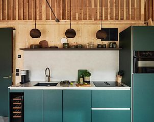 Modern kitchen in Unbrick One vacation home in Appelscha, Friese bossen, Friesland.